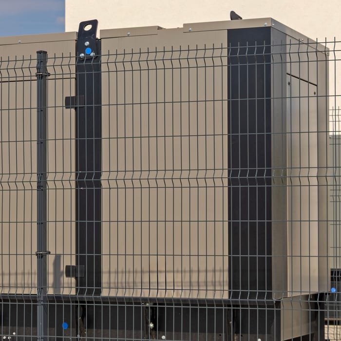 Sound-proof generator enclosure with ventilation grilles