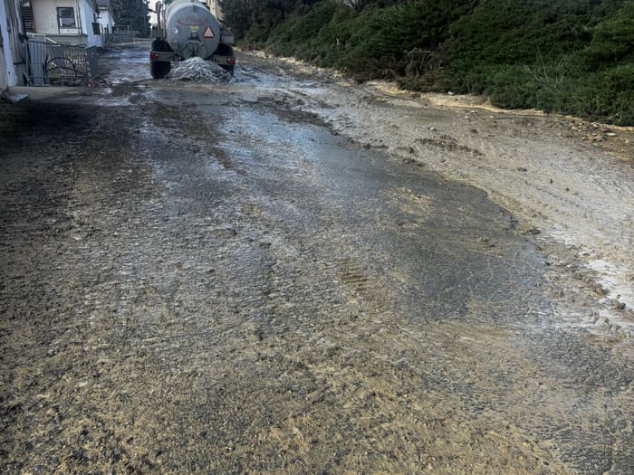 Backfilled route and reinstated road surface on the site